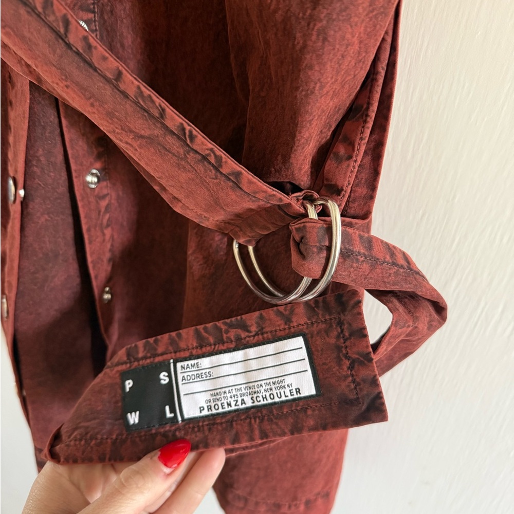 Proenza Schouler Short Sleeve Button-Down Shirt Dress in Rust - Picture 4 of 4